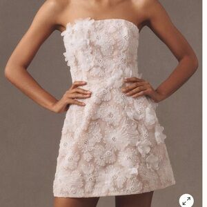 Anthropologie Helsi Tory Strapless Beaded Floral Mesh Mini Dress